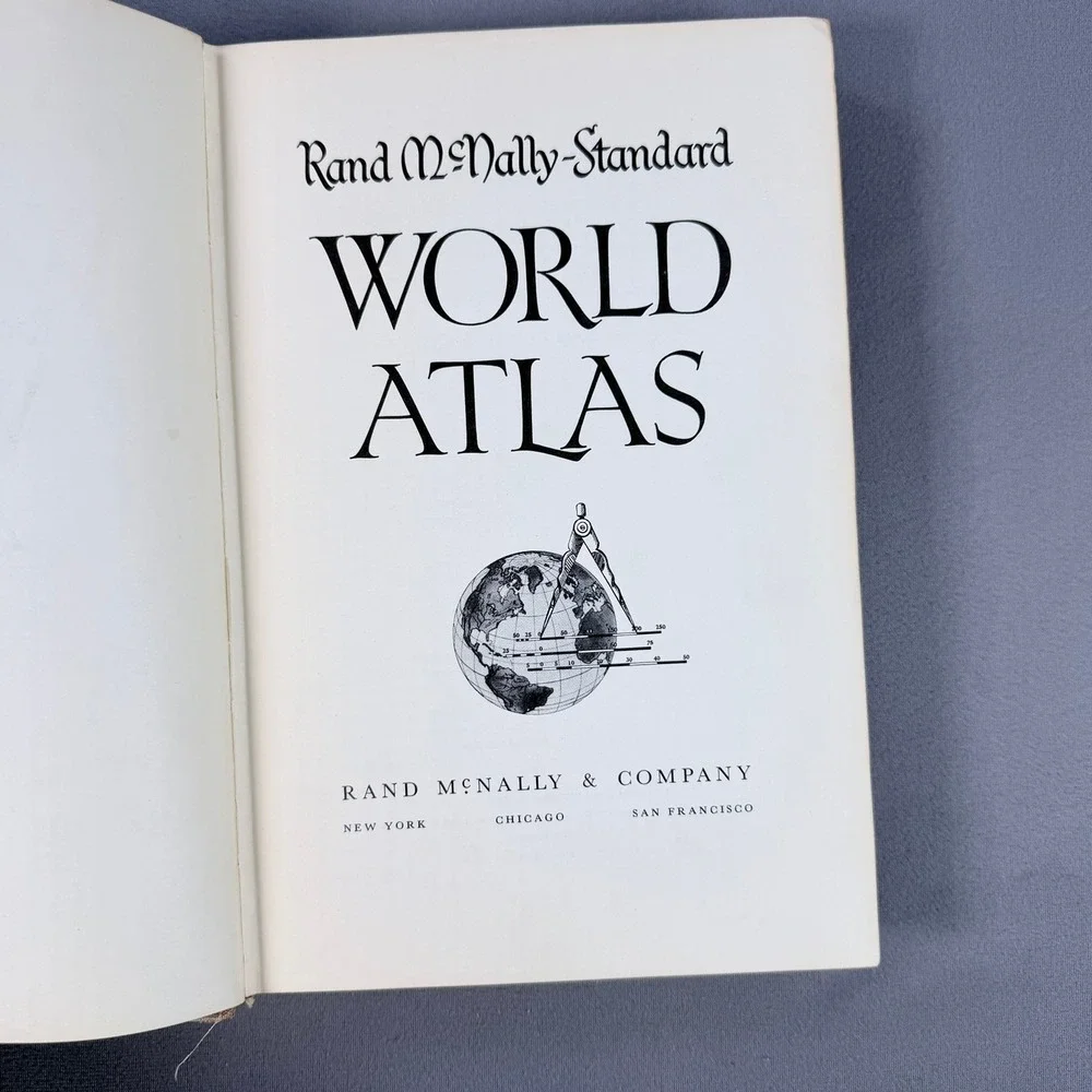 Rand McNally Standard World Atlas Hardcover 1951 Vintage Maps Geography